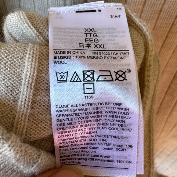 Banana Republic Beige Oatmeal Merino Wool Ribbed Cardigan XXL - Picture 8 of 8